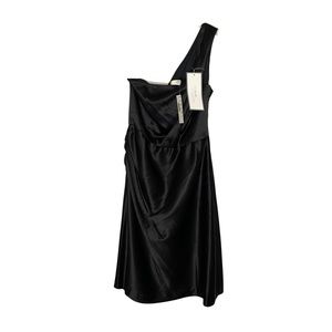 NWT J.Crew 100% Silk Cocktail Dress Black, Bridesmaid, One Shoulder Rouched Side